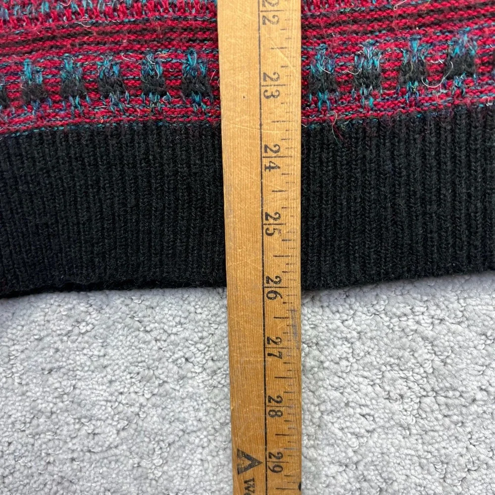 VINTAGE Carmel Collection Sweater Mens XL Red Black Geometric Knit Made in USA
